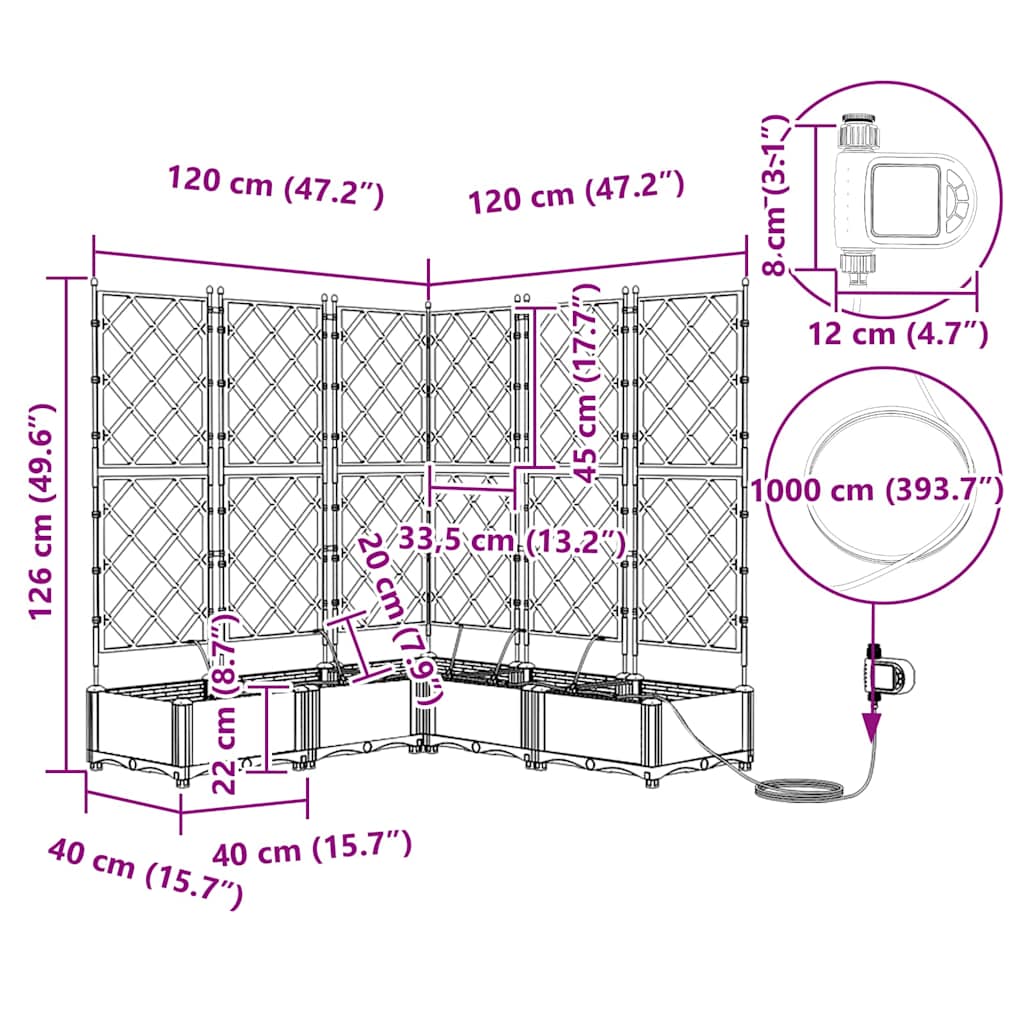 Vrtna saksija 5 pcs Smeđa 120 x 120 x 126 cm Plastika