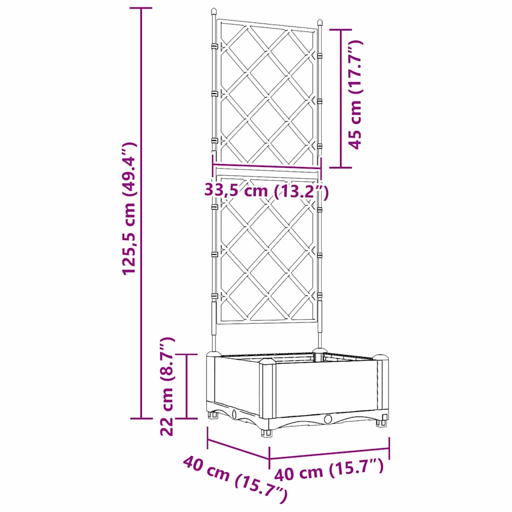 Vrtna saksija Crna 40 x 40 x 125,5 cm Plastika