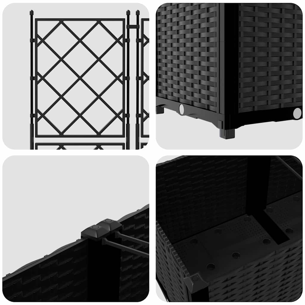 Vrtna saksija 3 pcs Crna 120 x 40 x 143 cm Plastika