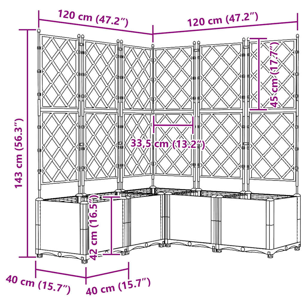 Vrtna saksija 5 pcs Crna 120 x 120 x 143 cm Plastika