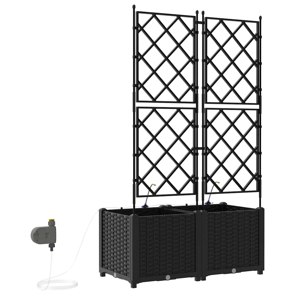 Vrtna saksija 2 pcs Crna 80 x 40 x 142 cm Plastika
