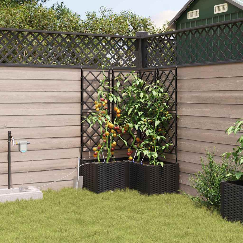Vrtna saksija 3 pcs Crna 80 x 80 x 142 cm Plastika