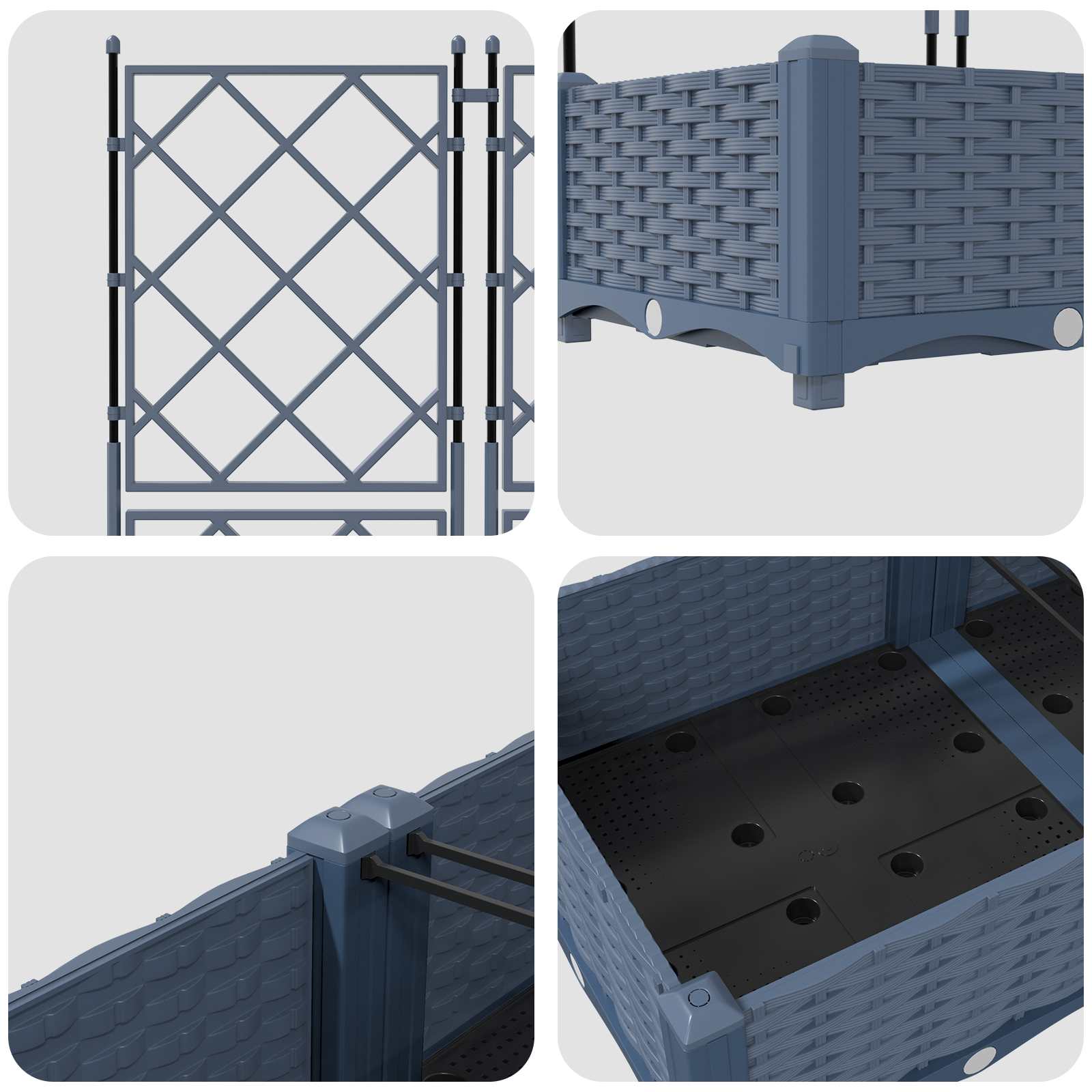 Vrtna saksija 3 pcs Sivi 120 x 40 x 125,5 cm Plastika