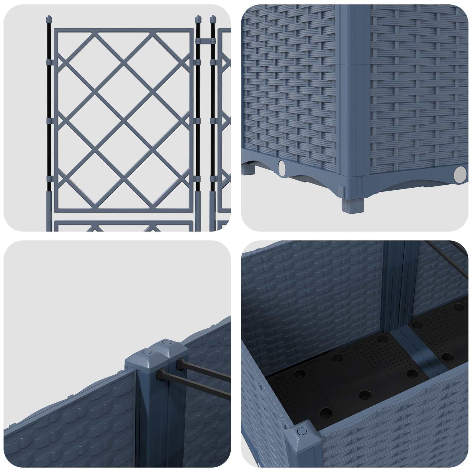 Vrtna saksija 5 pcs Sivi 120 x 120 x 143 cm Plastika