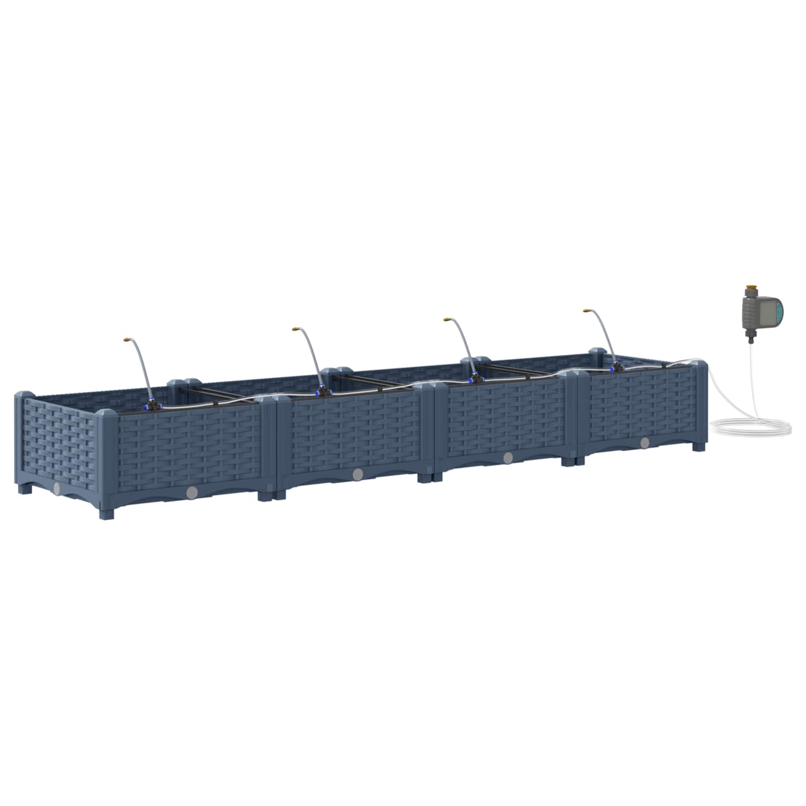 Vrtna saksija 4 pcs Sivi 160 x 40 x 22 cm Plastika