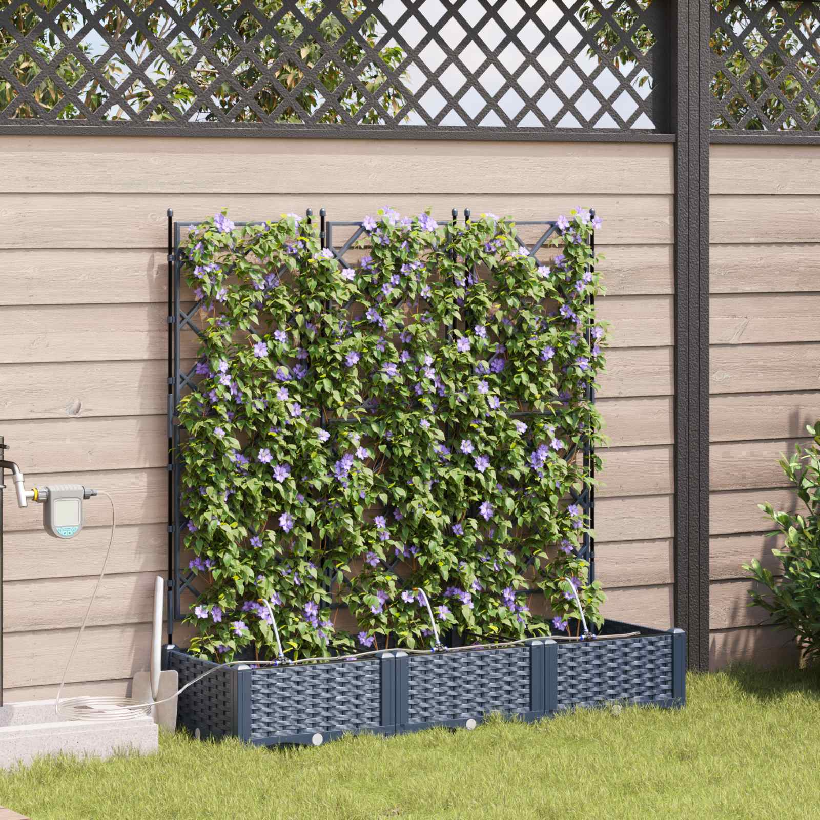 Vrtna saksija 3 pcs Sivi 120 x 40 x 126 cm Plastika