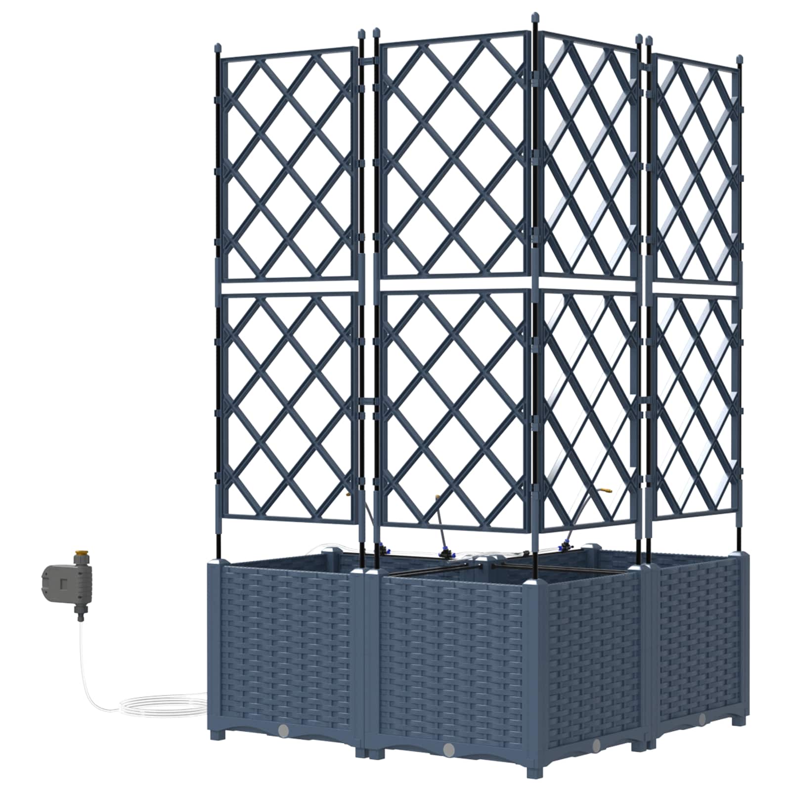 Vrtna saksija 3 pcs Sivi 80 x 80 x 142 cm Plastika