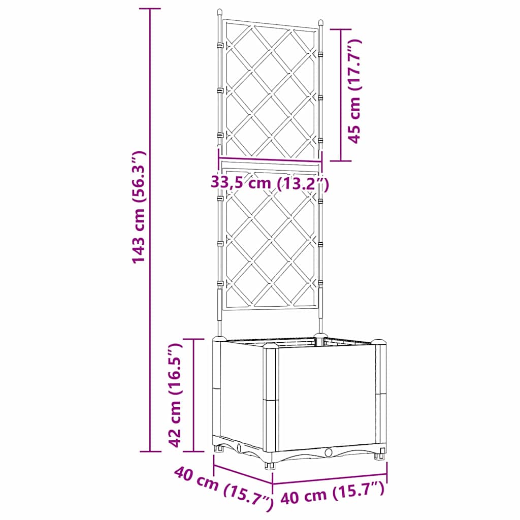 Vrtna saksija Svijetlo siva 40 x 40 x 143 cm Plastika