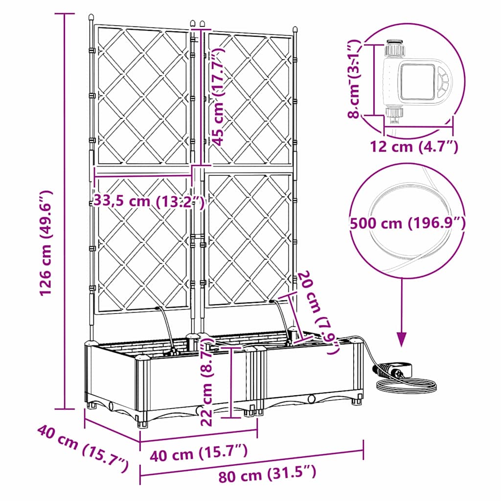 Vrtna saksija 2 pcs Svijetlo siva 80 x 40 x 126 cm Plastika