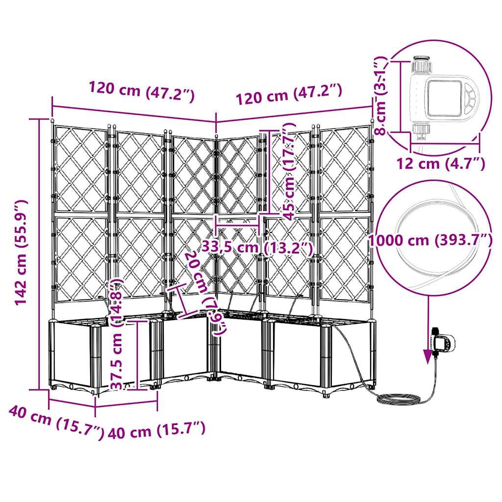 Vrtna saksija 5 pcs Svijetlo siva 120 x 120 x 142 cm Plastika
