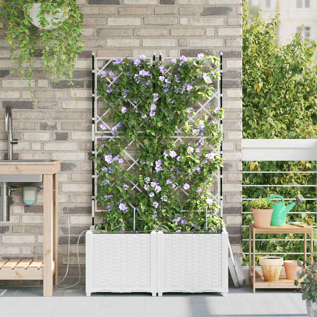 Vrtna saksija 2 pcs Bijeli 80 x 40 x 142 cm Plastika