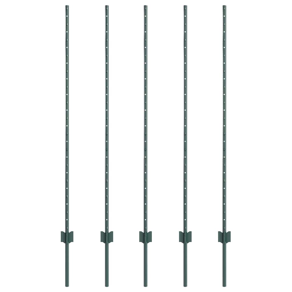 Ugrađeni stup za ogradu 5 pcs Zelena 180 cm