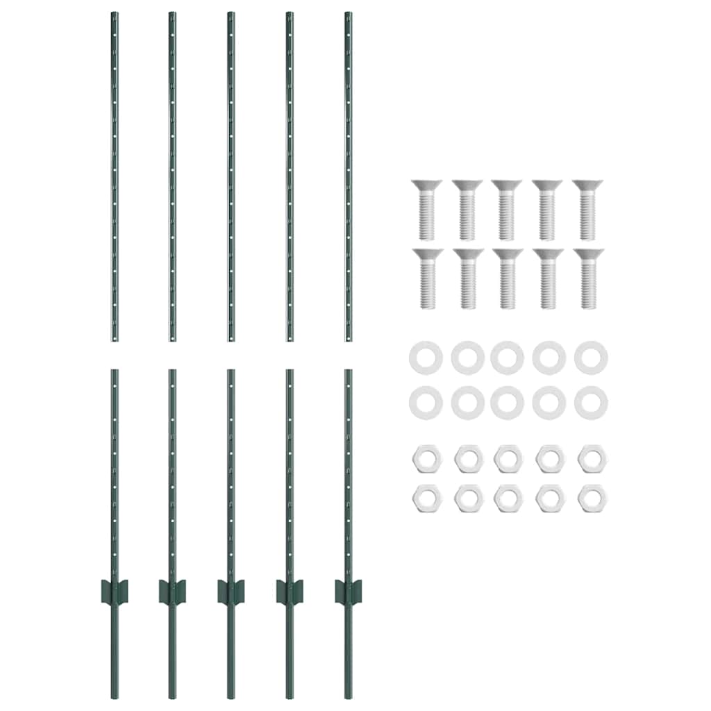 Ugrađeni stup za ogradu 5 pcs Zelena 180 cm