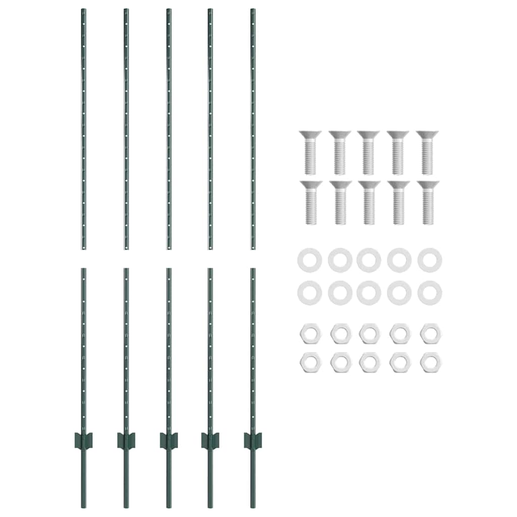 Stup za ogradu 5 pcs Zelena 160 cm Čelik