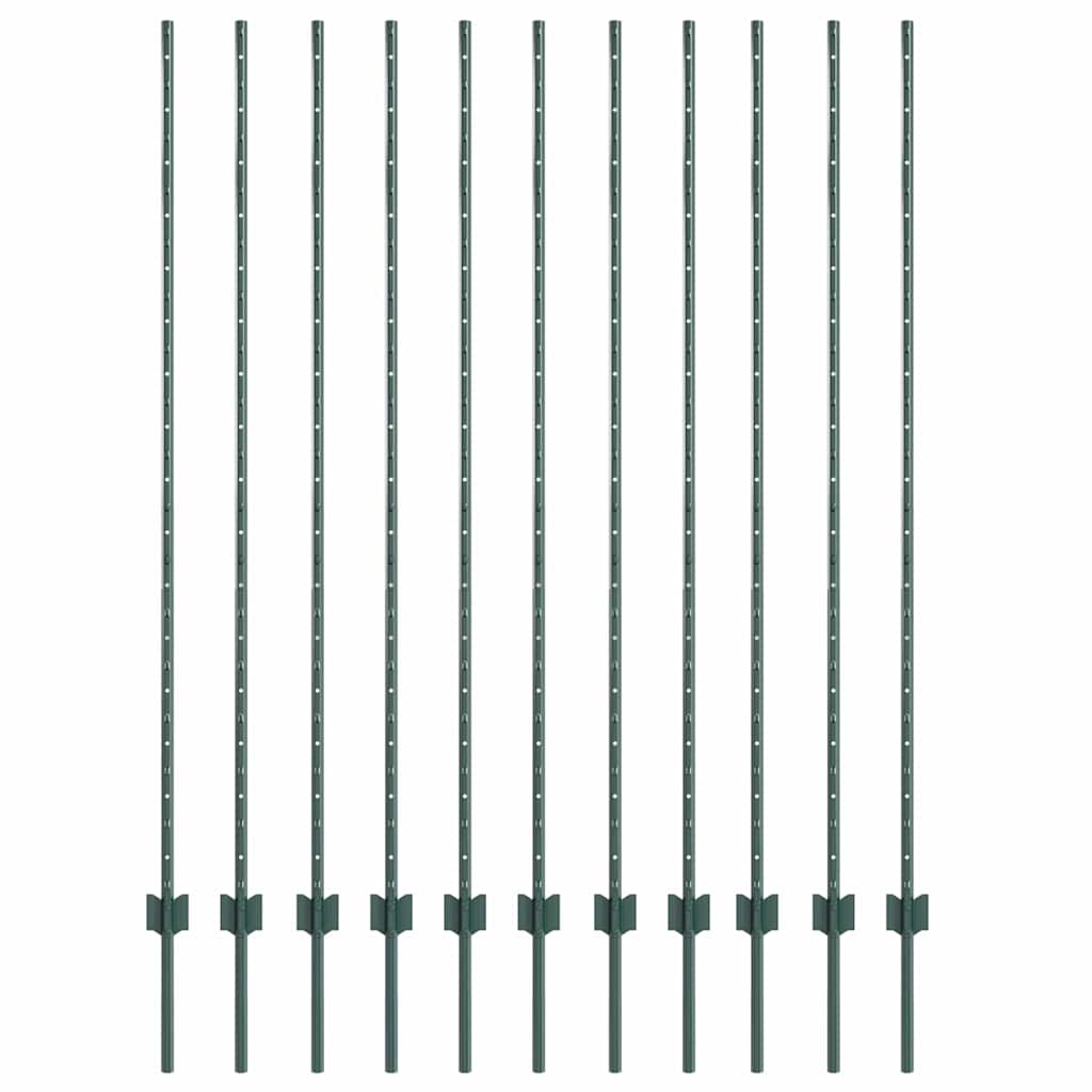 Stup za ogradu 11 pcs Zelena 160 cm Čelik