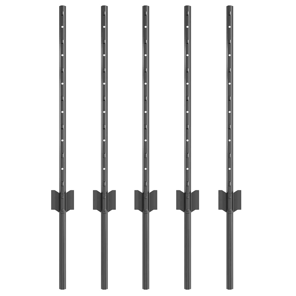 Stup za ogradu 5 pcs Siva 60 cm Čelik