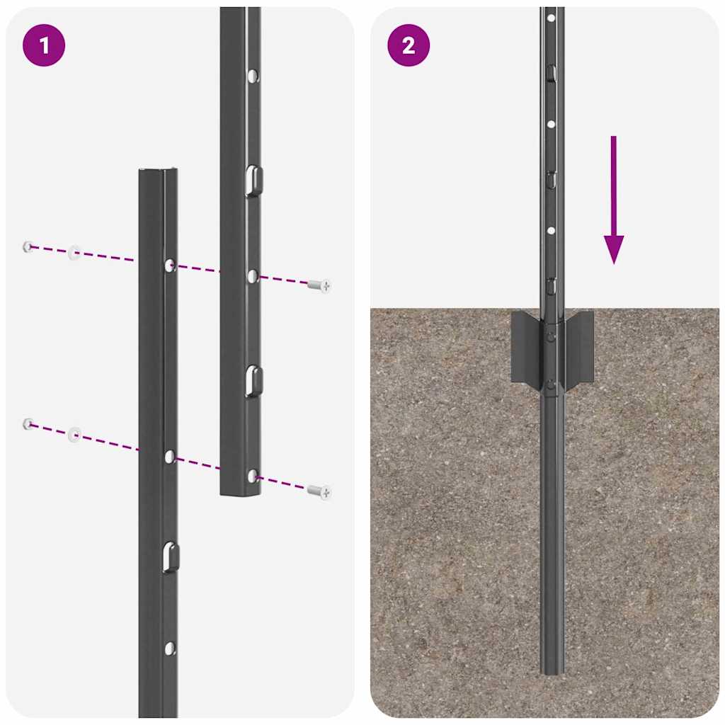 Stup za ogradu 5 pcs Siva 120 cm Čelik