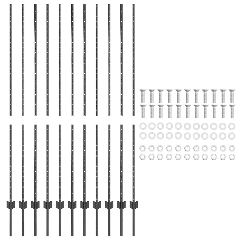 Stup za ogradu 11 pcs Siva 160 cm Čelik