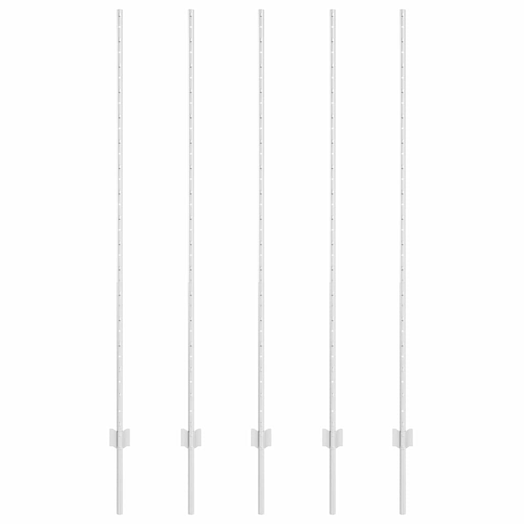 Stup za ogradu 5 pcs Srebrno 150 cm Čelik