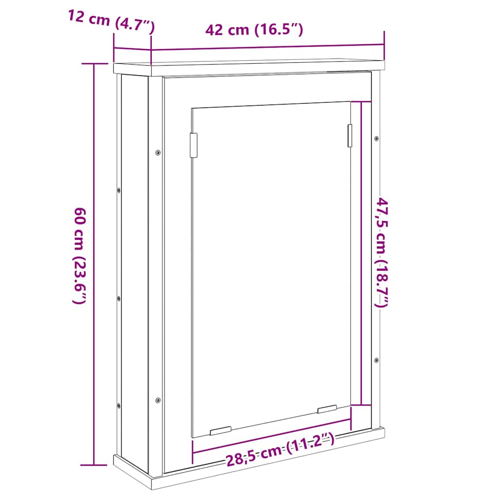 Ogledalo ormar Sonoma hrast 42 x 12 x 60 cm Konstruirano drvo