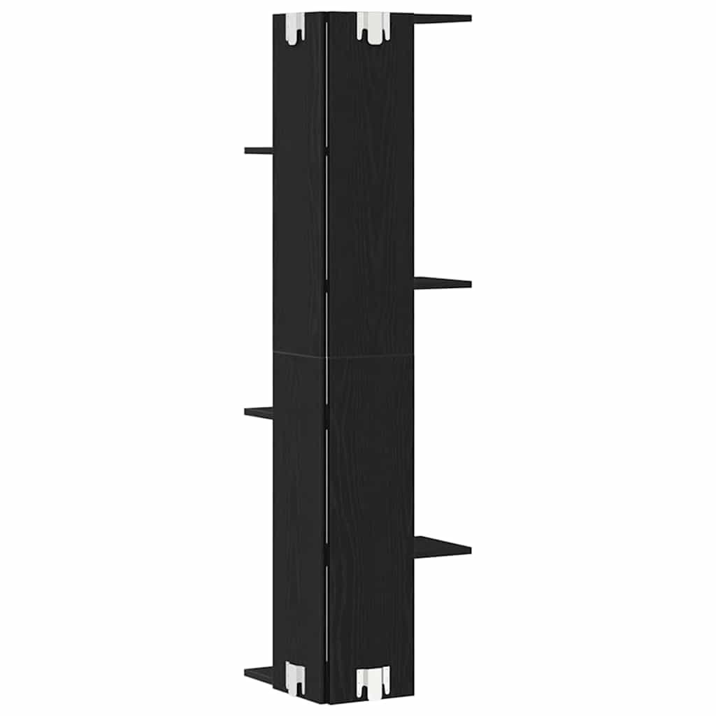 Police za kutne zidne s policom Crni hrast 36.5 x 36.5 x 140 cm