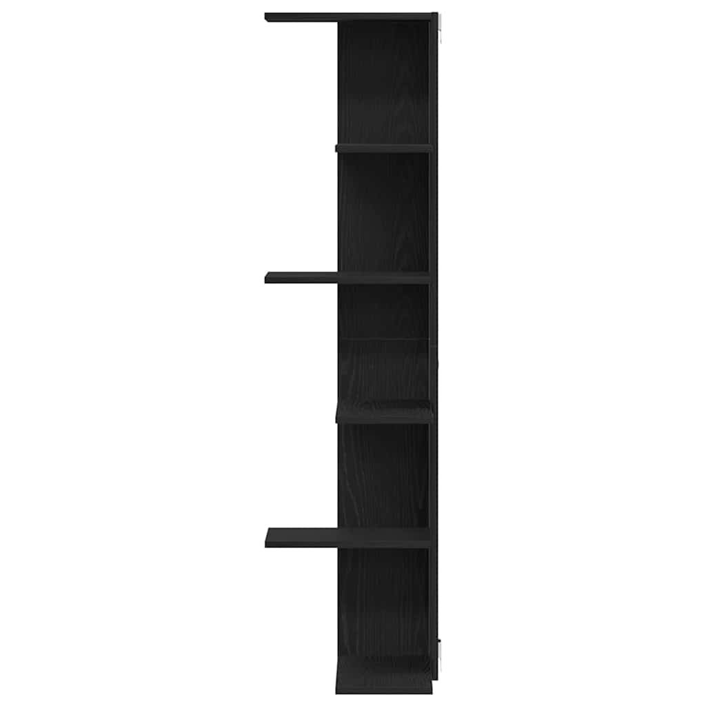 Police za kutne zidne s policom Crni hrast 36.5 x 36.5 x 140 cm