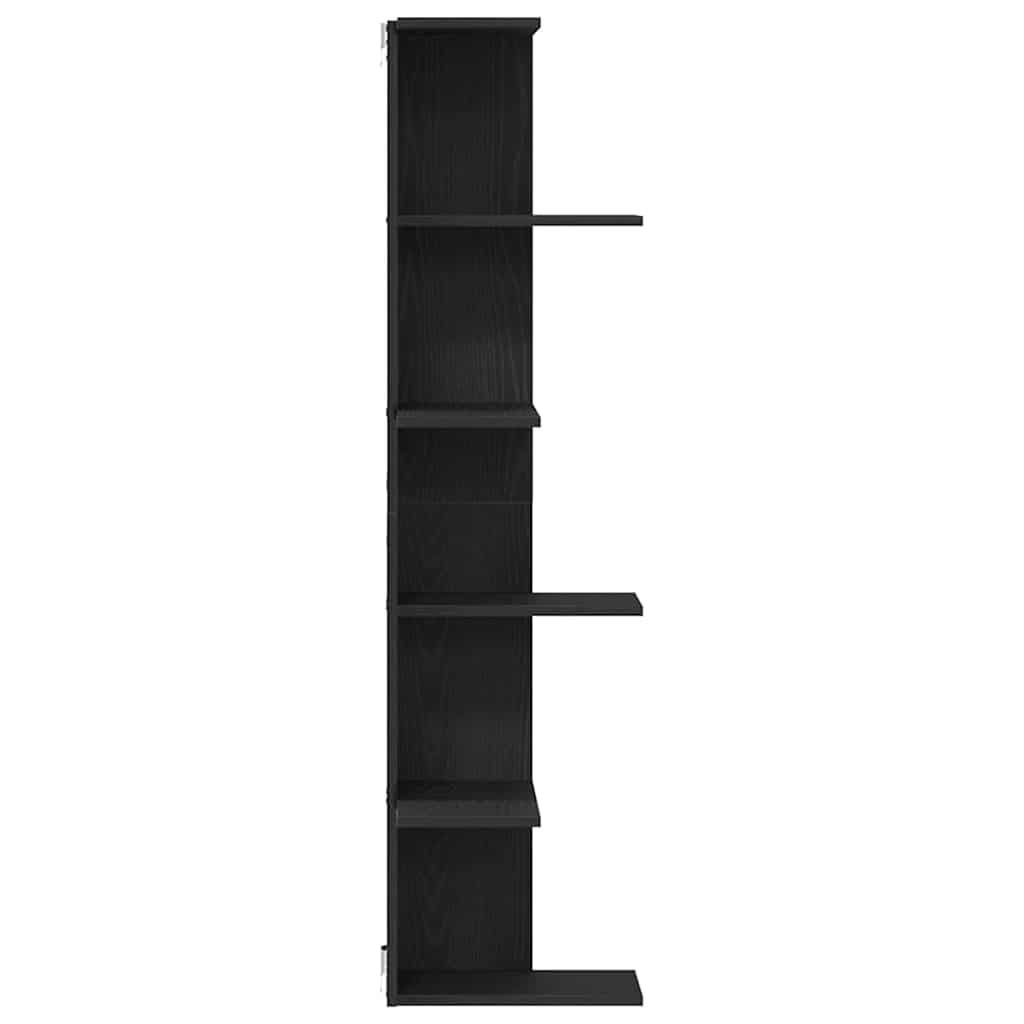 Police za kutne zidne s policom Crni hrast 36.5 x 36.5 x 140 cm