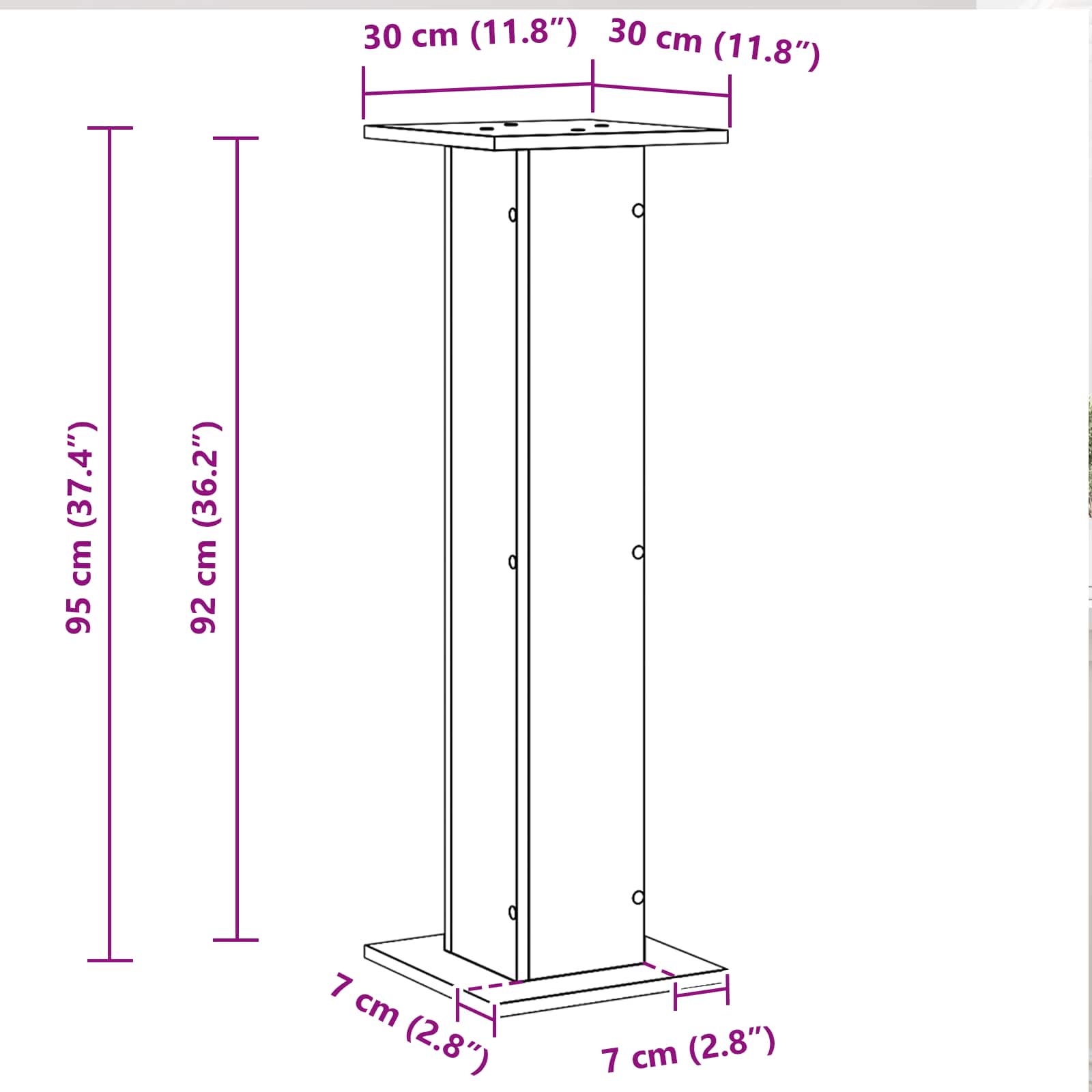 Stalak za zvučnike 2 pcs Crni hrast 30 x 30 x 95 cm