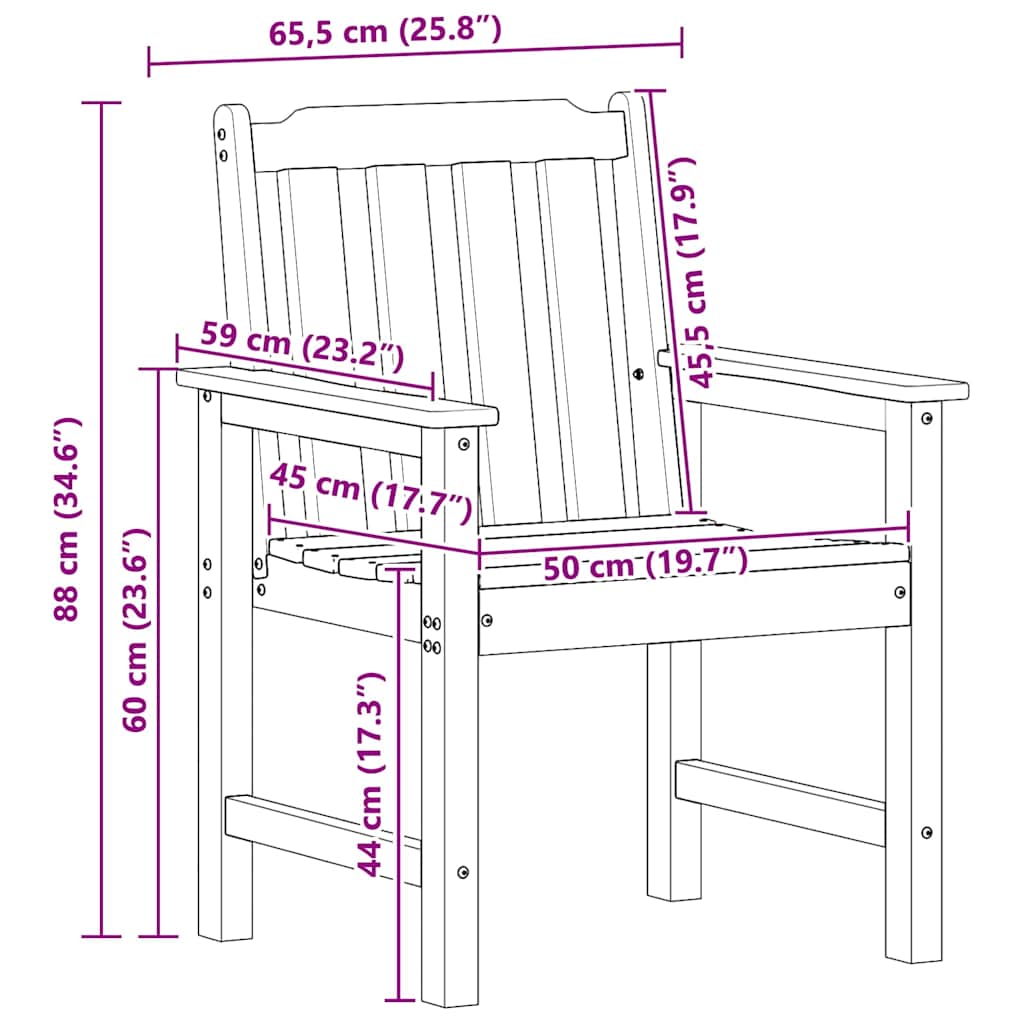 Vrtna blagovaonska stolica 2 pcs Crna 65,5 x 59 x 88 cm HDPE