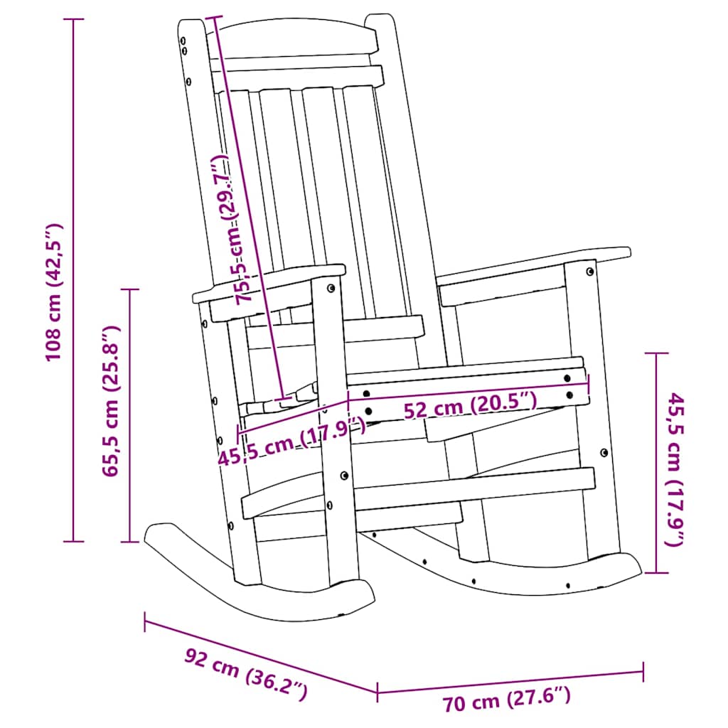 Vrtna ljuljačka Crna 92 x 70 x 108cm HDPE