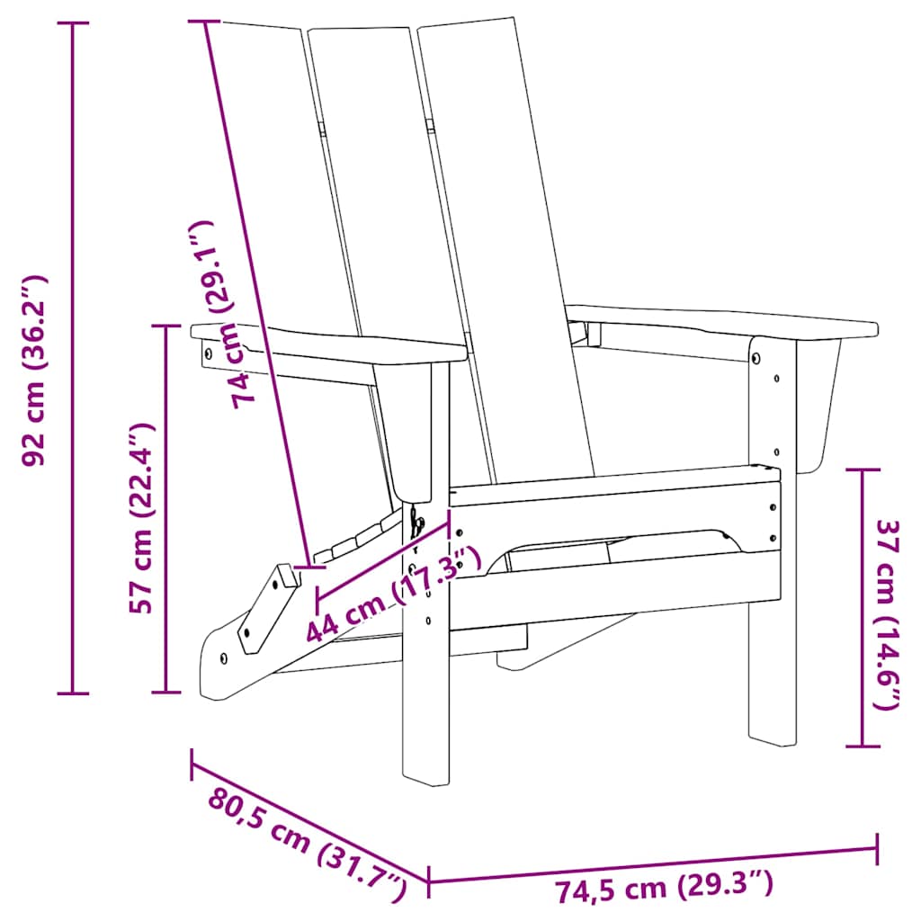Sklopiva Adirondack stolica Svijetlo siva 80,5 x 74,5 x 92 cm