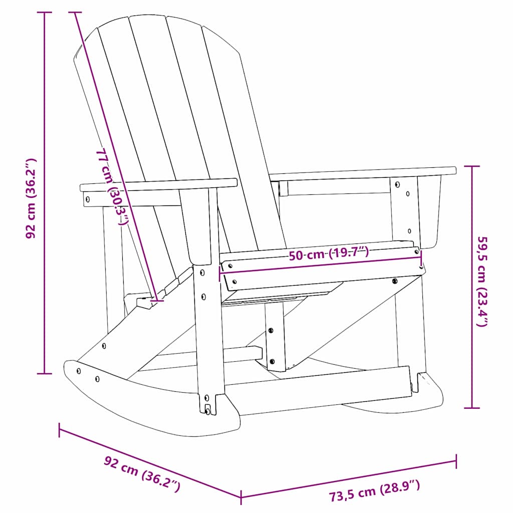 Adirondack ljuljačka Mornarsko plava 92 x 73,5 x 92 cm HDPE