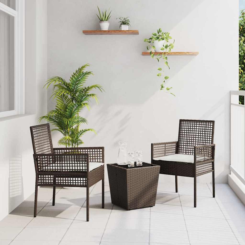 Bistro set za vrt 3 pcs Smeđa poliratan