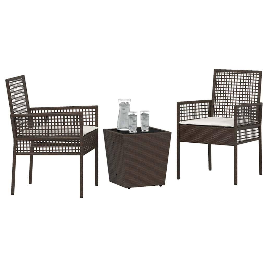 Bistro set za vrt 3 pcs Smeđa poliratan
