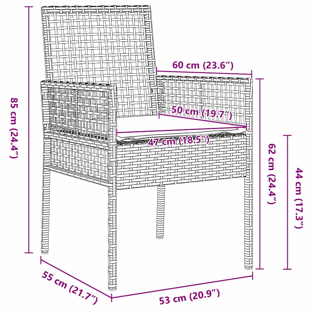 Bistro set za vrt 3 pcs Smeđa poliratan