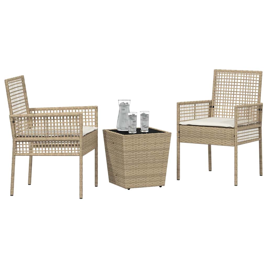 Bistro set za vrt 3 pcs Bež poliratan