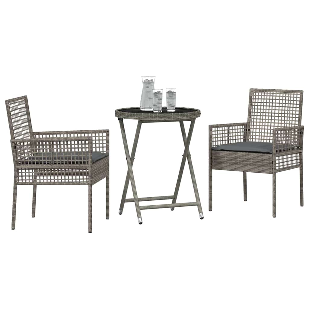 Bistro set za vrt 3 pcs Siva poliratan