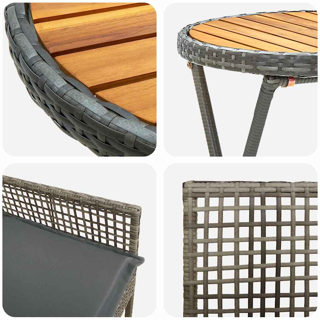 Bistro set za vrt 3 pcs Siva poliratan