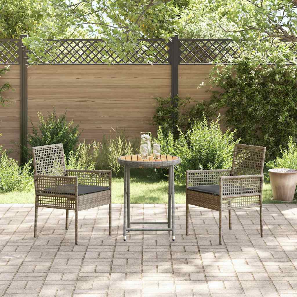 Bistro set za vrt 3 pcs Siva poliratan