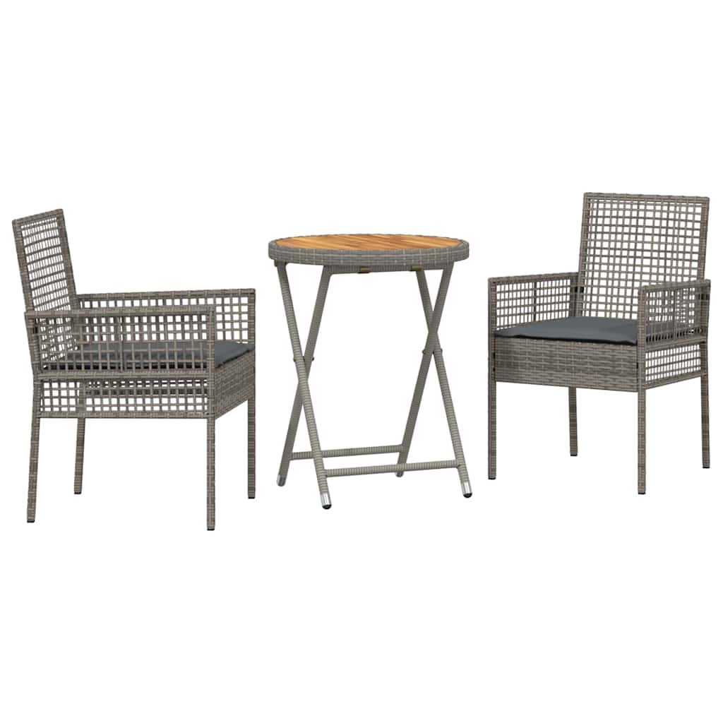 Bistro set za vrt 3 pcs Siva poliratan