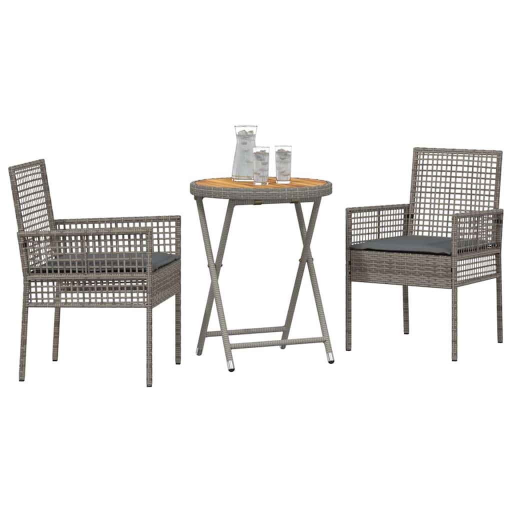 Bistro set za vrt 3 pcs Siva poliratan
