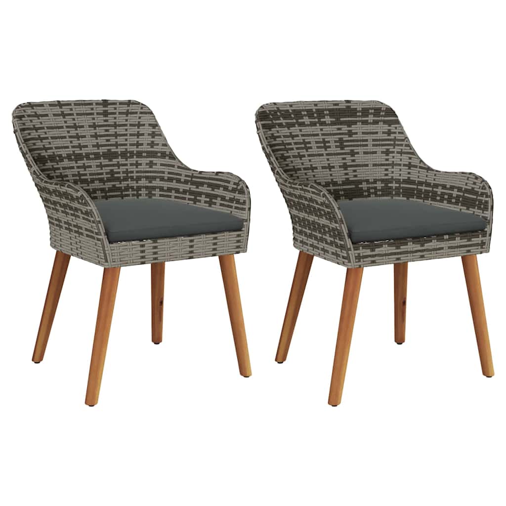 Vrtna stolica s jastukom 2 pcs Siva 62,5 x 55 x 82 cm poliratan