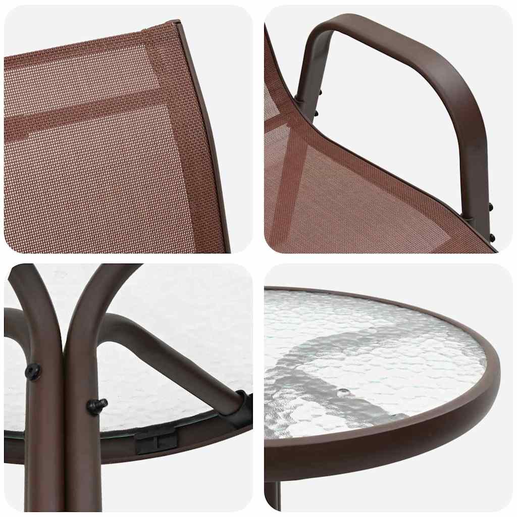 Bistro set za vrt 3 pcs Smeđa Čelik