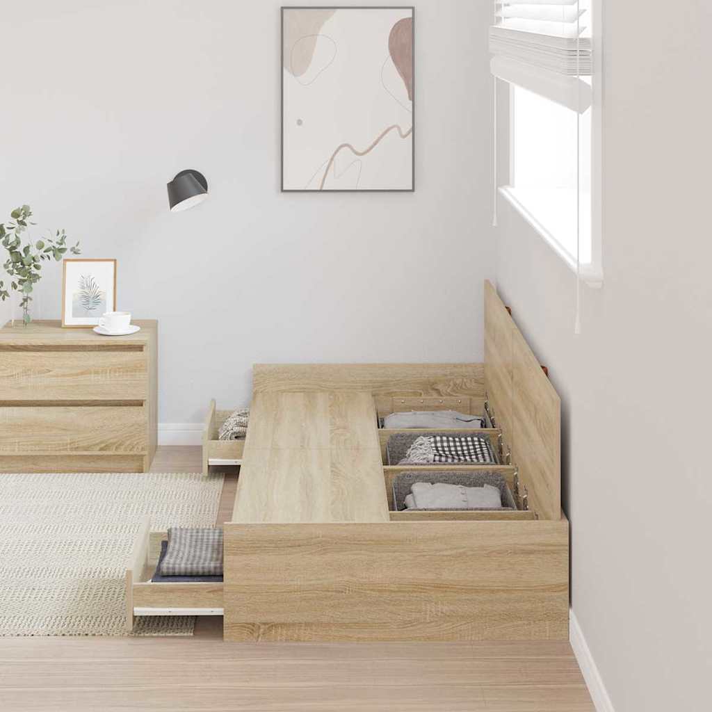 Krevetna konstrukcija s uzglavljem Sonoma hrast 98.5 x 200 cm