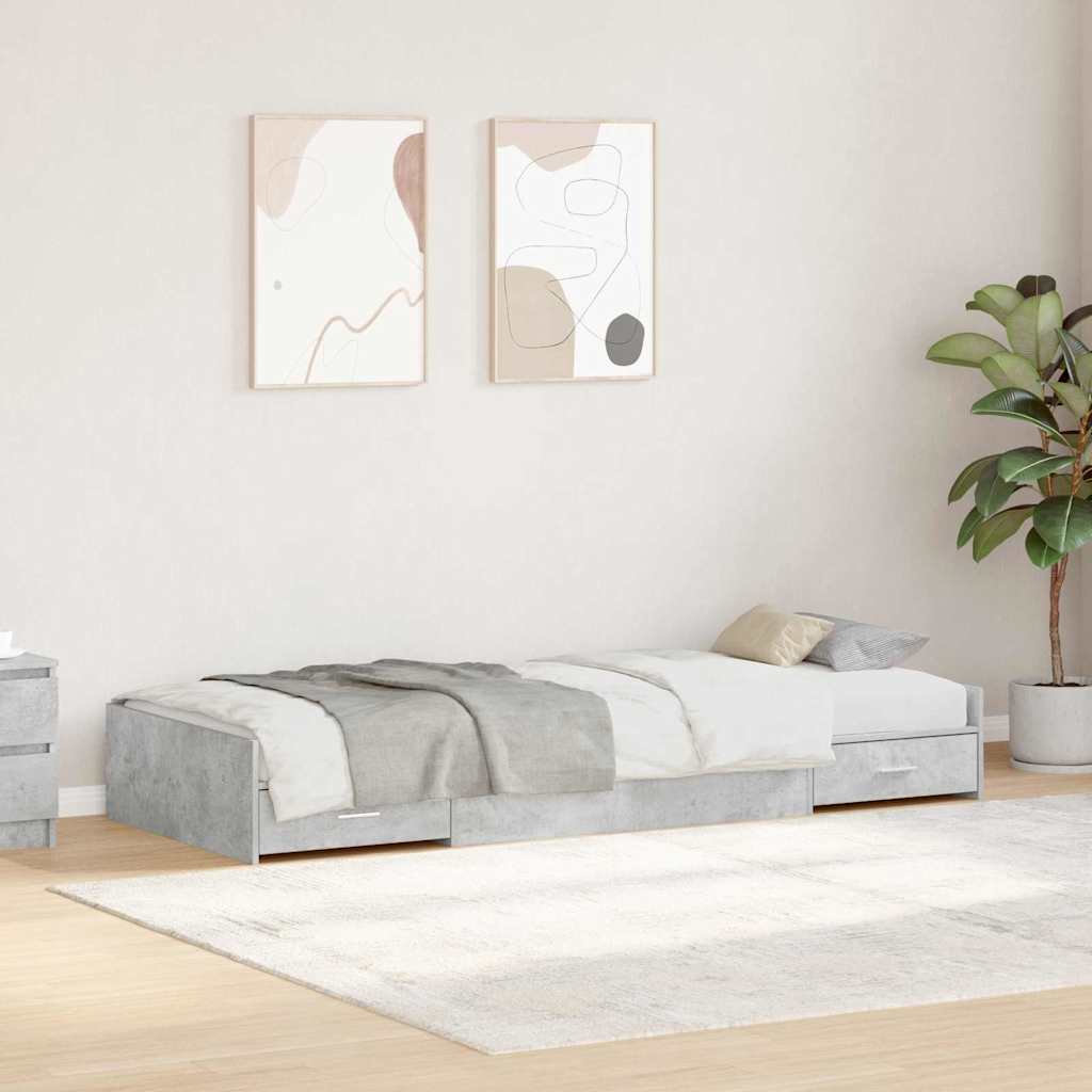 Krevetna konstrukcija s uzglavljem Betonski sivi 90 x 200 cm