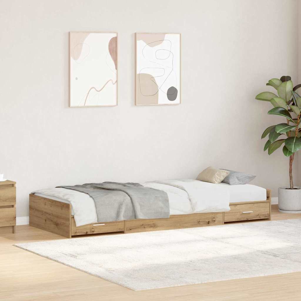 Krevetna konstrukcija s uzglavljem Umjetnički hrast 80 x 200 cm