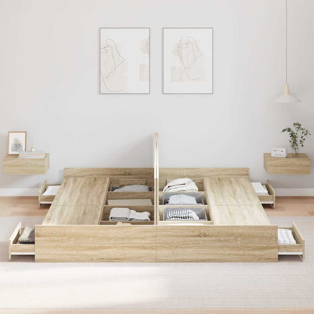Krevet s ladicama Sonoma hrast 200 x 200 cm Konstruirano drvo