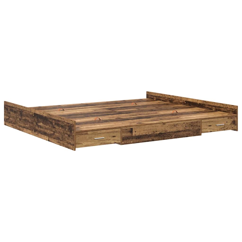 Krevet s ladicama Staro drvo 200 x 200 cm Konstruirano drvo
