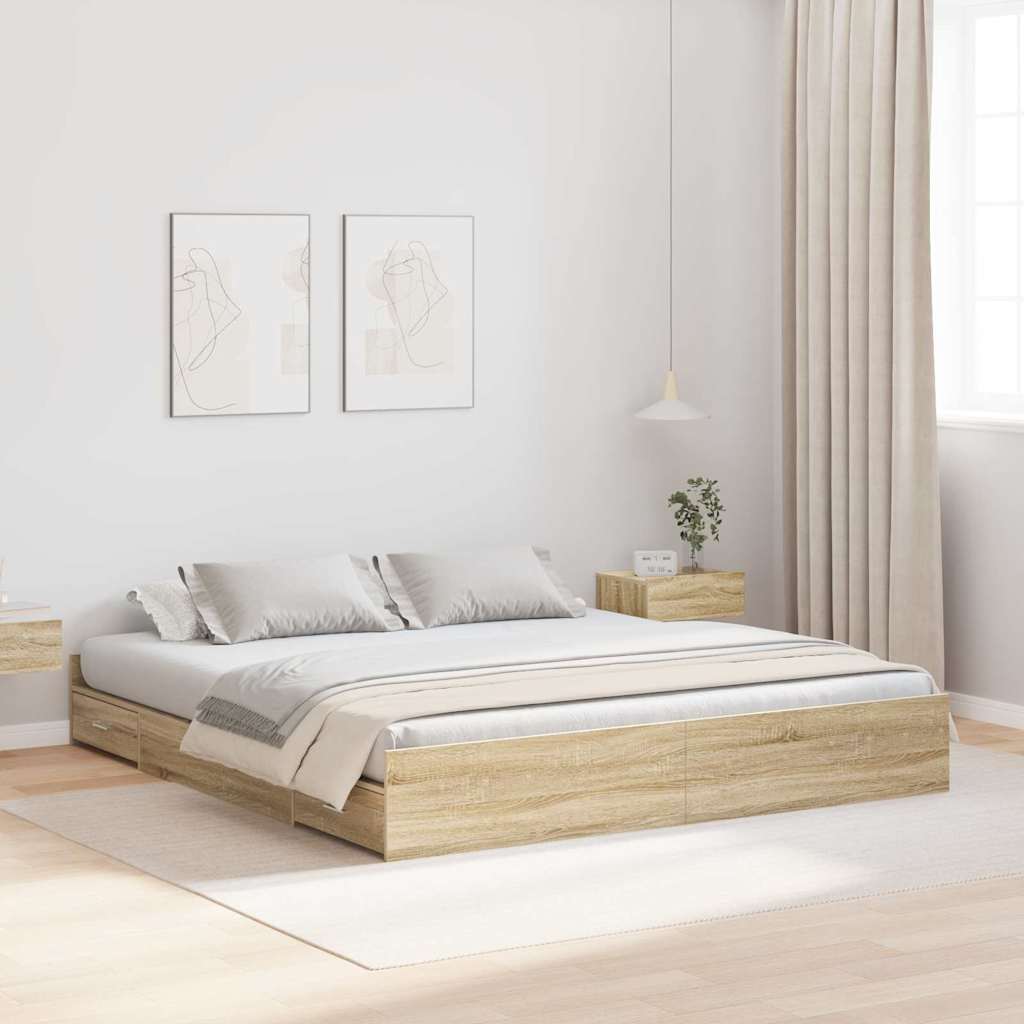 Krevet s ladicama Sonoma hrast 180 x 200 cm Konstruirano drvo