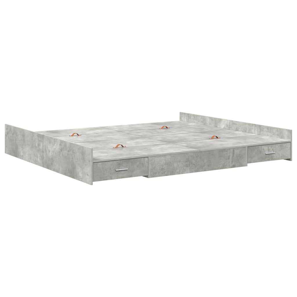 Krevet s ladicama Betonski sivi 180 x 200 cm Konstruirano drvo
